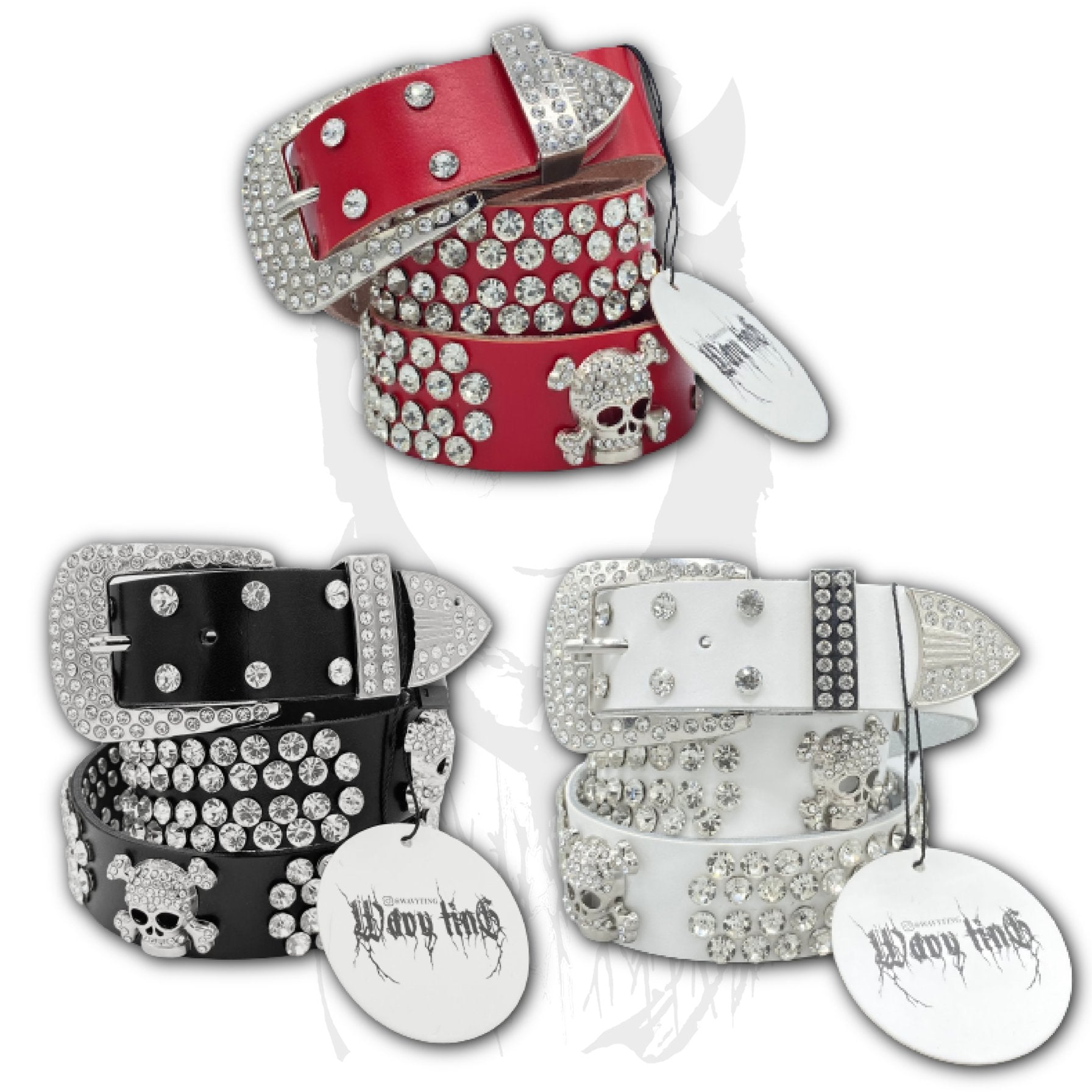  EVERBLTING Rhinestone Skull Belt, Y2k Belt Unisex